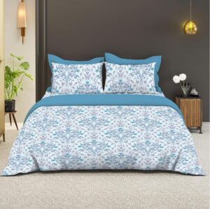 bombay dyeing 180 tc king size bedsheet with 2 pillow covers | 100% pure cotton | large size (274cm x 274cm) | soft, breathable & durable | florentine 7874 blue