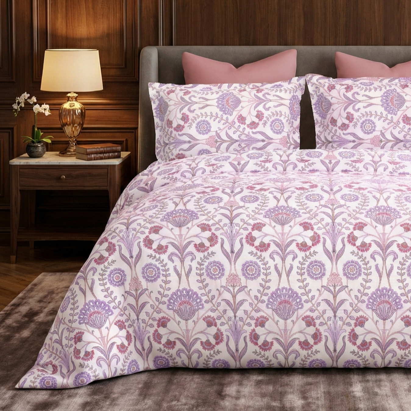 bombay dyeing 180 tc king size bedsheet with 2 pillow covers | 100% pure cotton | large size (274cm x 274cm) | soft, breathable & durable | florentine 7873 purple