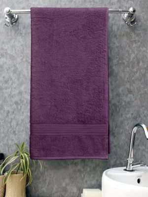 bombay dyeing towel 100% cotton tulip bath turkish towel | 450 gsm, super soft & ultra absorbent | 75cm x 150cm purple