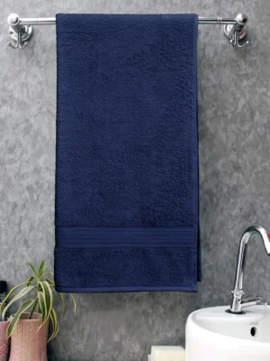 bombay dyeing towel 100% cotton tulip bath turkish towel | 450 gsm, super soft & ultra absorbent | 75cm x 150cm navy